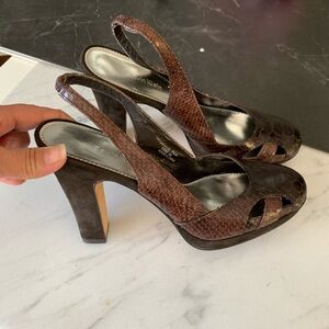 Calvin Klein Jalel Brown suede leather heels 9.5